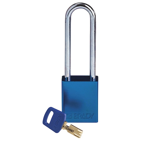 Lockout Padlock, Keyed Different, Aluminum, Blue, 3 in Shackle Height, 1 1/2 in Body Width MPN:ALU-BLU-76ST-KD