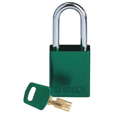 Lockout Padlock, Keyed Different, Aluminum, Green, 1 1/2 in Shackle Height, 1 1/2 in Body Width MPN:ALU-GRN-38ST-KD