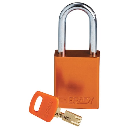 Lockout Padlock, Keyed Different, Aluminum, Orange, 1 1/2 in Shackle Height, 1 1/2 in Body Width MPN:ALU-ORG-38ST-KD