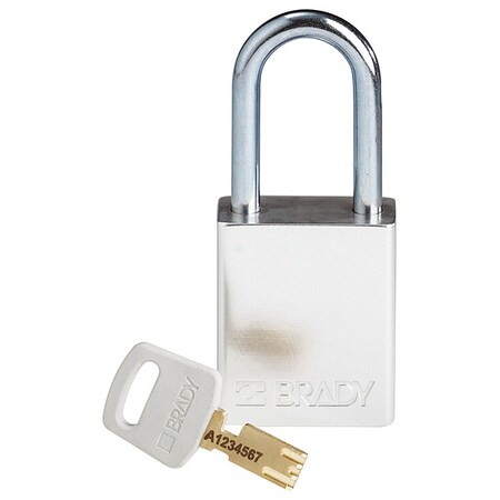 Lockout Padlock, Keyed Different, Aluminum, Silver, 1 1/2 in Shackle Height, 1 1/2 in Body Width MPN:ALU-SLV-38ST-KD