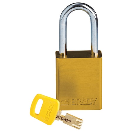 Lockout Padlock, Keyed Different, Aluminum, Yellow, 1 1/2 in Shackle Height, 1 1/2 in Body Width MPN:ALU-YLW-38ST-KD