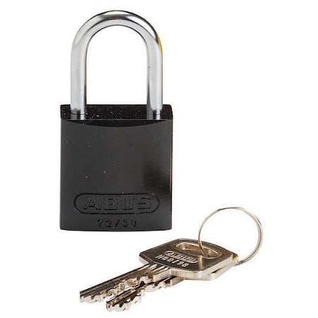 Lockout Padlock, Keyed Different, Aluminum, Black, 1 in Shackle Height, 1 1/4 in Body Width MPN:CPAL-BLK-25ST-KD