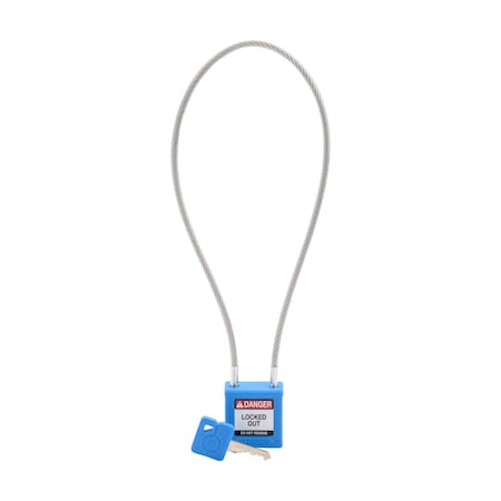 Velocity 16in Compact Cable Lockout Padlocks Nylon 8in Shackle Clearance KD Blue MPN:CPPL-BLU-400CB-KD