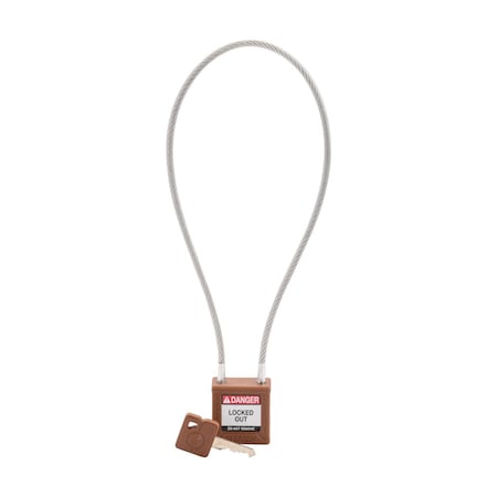 Velocity 16in Compact Cable Lockout Padlocks Nylon 8in Shackle Clearance KD Brown MPN:CPPL-BRN-400CB-KD