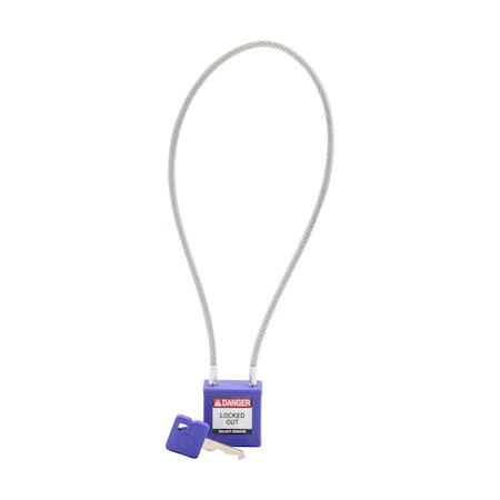 Velocity 16in Compact Cable Lockout Padlocks Nylon 8in Shackle Clearance KD Purple MPN:CPPL-PRP-400CB-KD