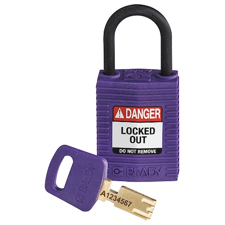 Lockout Padlock, Keyed Different, Nylon, Purple, 1 in Shackle Height, 1 1/4 in Body Width MPN:CPT-PRP-25PL-KD