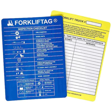 Tag, Forkliftag, Polyester, 5 3/4 in Width, 7 5/8 in Height, Write On Surface: Yes, 100 PK MPN:FLT-ETSI 583