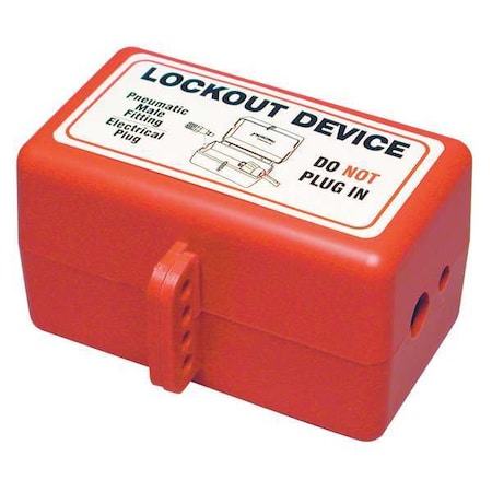 Plug Lockout, Red, 5/16In Shackle Dia., Width: 4 5/8 in MPN:PLO27E