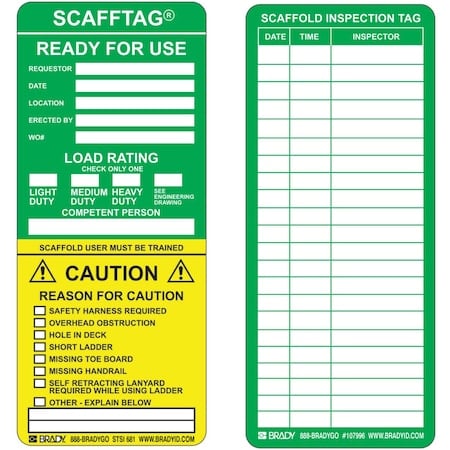 Tag, Polyester, 3.25 in Width, 7.625 in Height, 100 PK MPN:SCAF-STSI 681