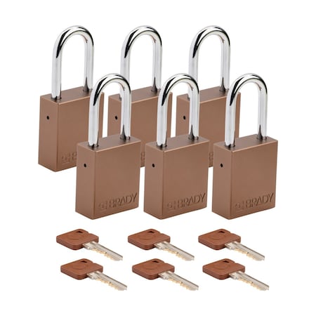 Velocity Lockout Padlocks Aluminum 1.5in Shackle Clearance KA Brown 6PK MPN:SDAL-BRN-38ST-KA6