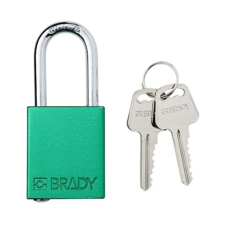 Padlock, Keyed Different, Aluminum, Green, 1 1/2 in Shackle Height, 1 1/2 in Body Width MPN:SDAL-GRN-38ST-KD