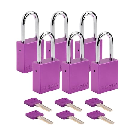 Velocity Lockout Padlocks Aluminum 1.5in Shackle Clearance KA Purple 6PK MPN:SDAL-PRP-38ST-KA6