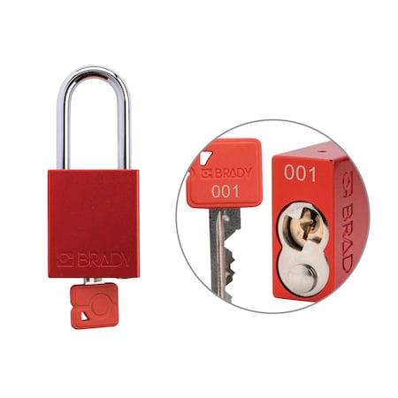 Keyed Alike Padlock Unique Set Aluminum Red 1.5 in Steel Shackle Keycode 1 MPN:SDAL-RED-38ST-001