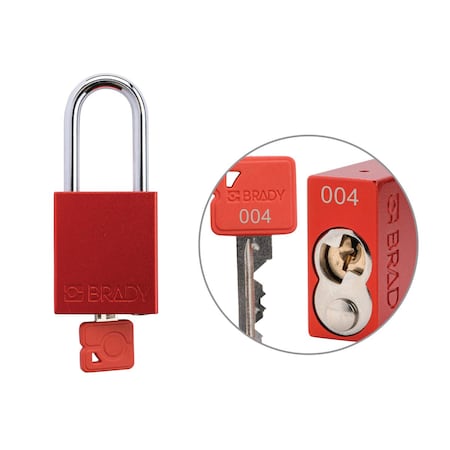 Keyed Alike Padlock Unique Set Aluminum Red 1.5 in Steel Shackle Keycode 4 MPN:SDAL-RED-38ST-004