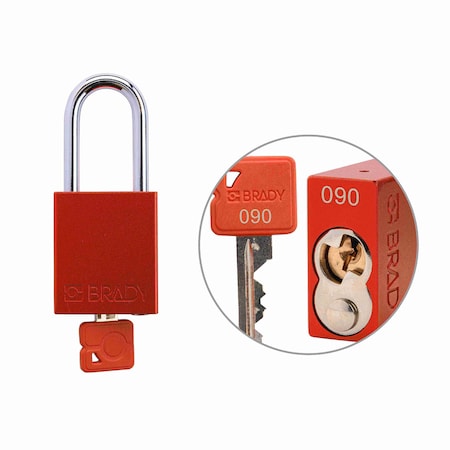 Padlock Alum RED 1.5in Steel KeyCode90 MPN:SDAL-RED-38ST-090