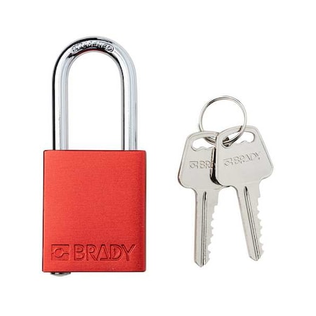 Padlock, Keyed Different, Aluminum, Red, 1 1/2 in Shackle Height, 1 1/2 in Body Width MPN:SDAL-RED-38ST-KD