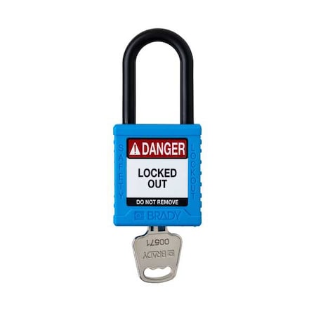 Padlock, Keyed Different, Nylon, Blue, 1 1/2 in Shackle Height, 1 1/2 in Body Width, 1 No. of Keys MPN:SDPL-BLU-38PL-KD