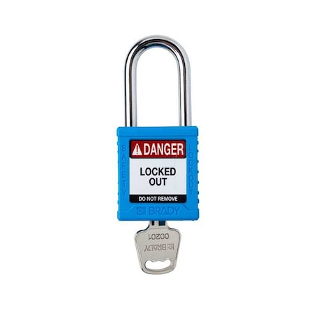 Padlock, Keyed Different, Nylon, Blue, 1 1/2 in Shackle Height, 1 1/2 in Body Width, 1 No. of Keys MPN:SDPL-BLU-38ST-KD