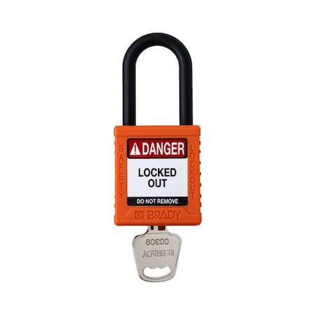 Padlock, Keyed Different, Nylon, Orange, 1 1/2 in Shackle Height, 1 1/2 in Body Width MPN:SDPL-ORG-38PL-KD