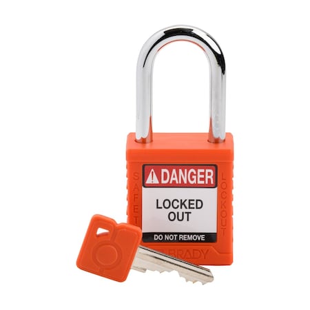 Padlock, Keyed Different, Nylon, Orange, 1 1/2 in Shackle Height, 1 1/2 in Body Width MPN:SDPL-ORG-38ST-KD