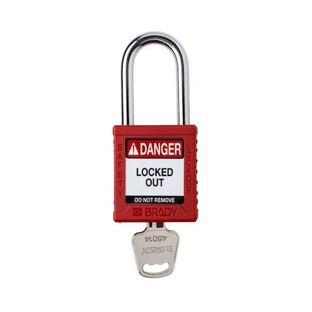 Padlock, Keyed Different, Nylon, Red, 1 1/2 in Shackle Height, 1 1/2 in Body Width, 1 No. of Keys MPN:SDPL-RED-38ST-KD