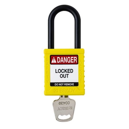 Padlock, Keyed Different, Nylon, Yellow, 1 1/2 in Shackle Height, 1 1/2 in Body Width MPN:SDPL-YLW-38PL-KD