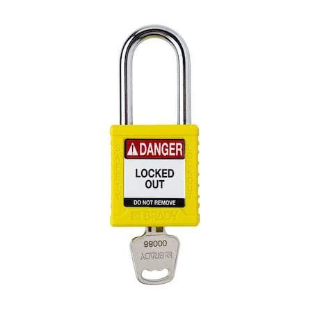 Padlock, Keyed Different, Nylon, Yellow, 1 1/2 in Shackle Height, 1 1/2 in Body Width MPN:SDPL-YLW-38ST-KD