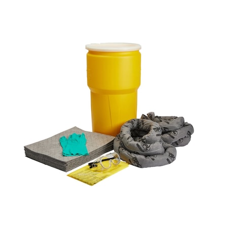 Spill Kit, 12 gal Volume Absorbed per Kit, 14 gal Capacity, Drum, Gray MPN:SKA-14