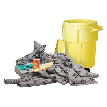 Spill Kit, 38 gal Volume Absorbed per Kit, 55 gal Capacity, Drum, Yellow, 72 MPN:SKA-55-LW