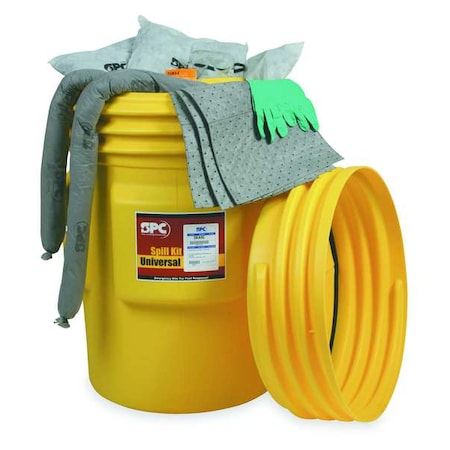Spill Kit, 82 gal Volume Absorbed per Kit, 95 gal Capacity, Drum, Yellow MPN:SKA-95
