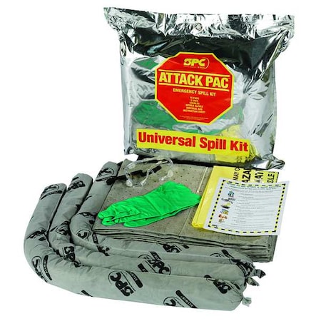 Spill Kit, 7 gal Volume Absorbed per Kit, Bag, Silver MPN:SKA-ATK-GRNG