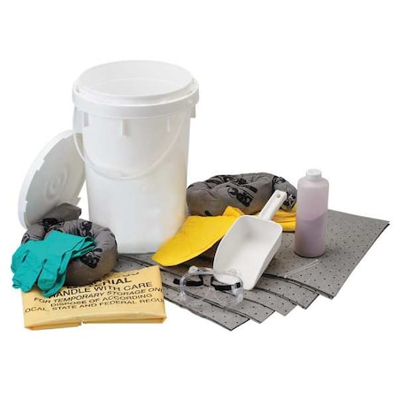 Spill Kit, 5 gal Volume Absorbed per Kit, 6 1/2 gal Capacity, Bucket, White MPN:SKA-BKTACID