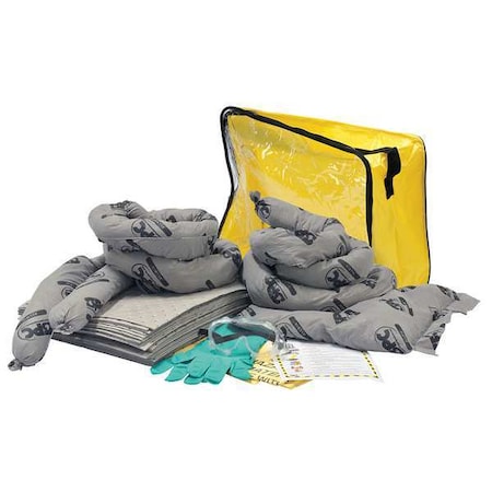 Spill Kit, 15 gal Volume Absorbed per Kit, Bag, Clear/Yellow MPN:SKA-CFB