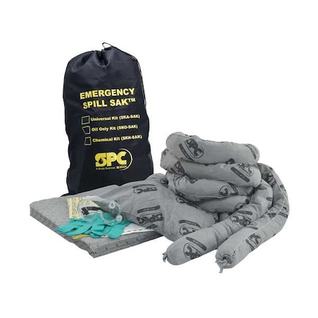 Spill Kit, 9 gal Volume Absorbed per Kit, Bag, Black MPN:SKA-SAK