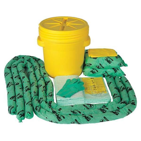 Spill Kit, 16 gal Volume Absorbed per Kit, 20 gal Capacity, Drum, Yellow MPN:SKH-20