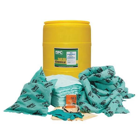 Spill Kit, 37 gal Volume Absorbed per Kit, 55 gal Capacity, Drum, Yellow MPN:SKH-55