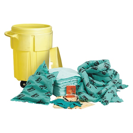 Spill Kit, 38 gal Volume Absorbed per Kit, 55 gal Capacity, Drum, Yellow, 70 MPN:SKH-55-LW