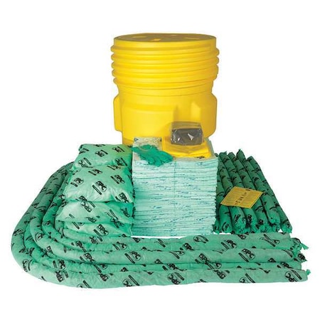 Spill Kit, 82 gal Volume Absorbed per Kit, 95 gal Capacity, Drum, Yellow MPN:SKH-95