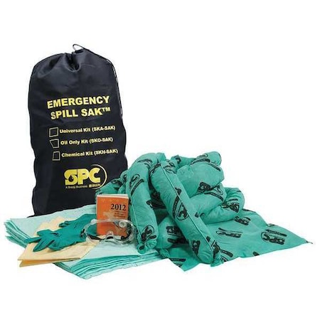 Spill Kit, 9 gal Volume Absorbed per Kit, Bag, Black MPN:SKH-SAK