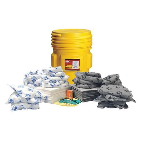 Spill Kit, 63 gal Volume Absorbed per Kit, 65 gal Capacity, Drum, Yellow MPN:SKMA-65