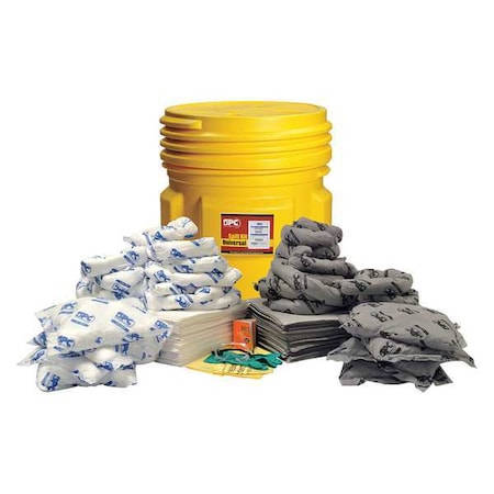 Spill Kit, 75 gal Volume Absorbed per Kit, 95 gal Capacity, Drum, Yellow MPN:SKMA-95