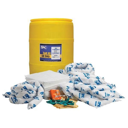 Spill Kit, 40 gal Volume Absorbed per Kit, 55 gal Capacity, Drum, Yellow MPN:SKO-55