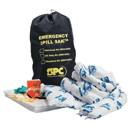 Spill Kit, 9 gal Volume Absorbed per Kit, Bag, Black MPN:SKO-SAK