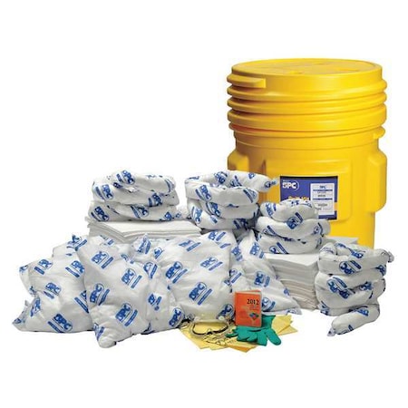 Spill Kit, 63 gal Volume Absorbed per Kit, 65 gal Capacity, Drum, Yellow MPN:SKO65