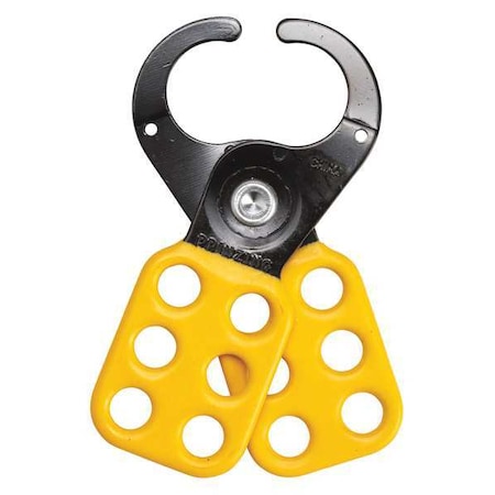 Lockout Hasp, Yellow, Steel, 6 Max. No. of Padlocks, 47/100 in Max. Shackle Dia., 1 in Jaw Clearance MPN:T218