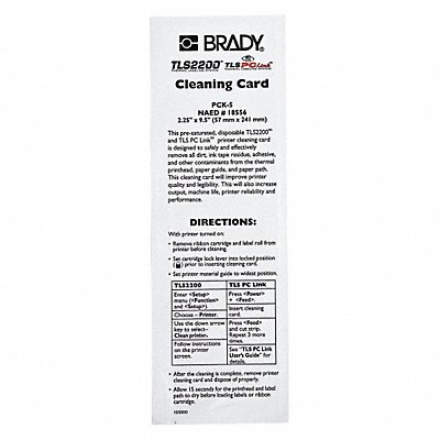Printer Cleaning Cards PK5 MPN:PCK-5
