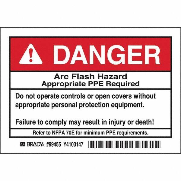 Label Maker Label: Black & Red on White, Polyester, 5 per Roll MPN:99455