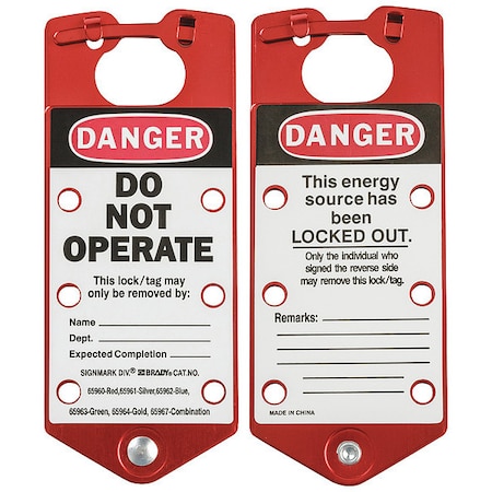 Red Labelled Lockout Hasp Aluminium 5/Pk MPN:22075-R