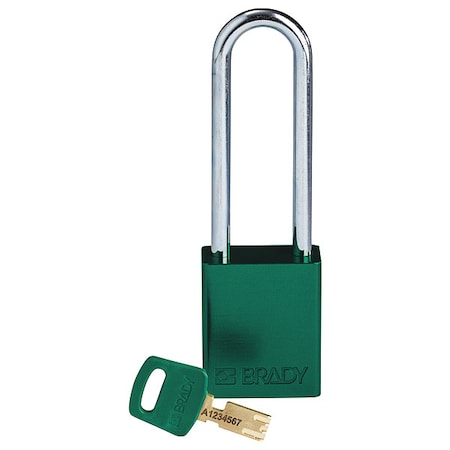 Alum Padlock Green 76MMSTEEL Shkl Kd MPN:ALU-GRN-76ST-KD
