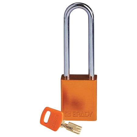 Alum Padlock Orange 76MMSTEEL Shkl Kd MPN:ALU-ORG-76ST-KD
